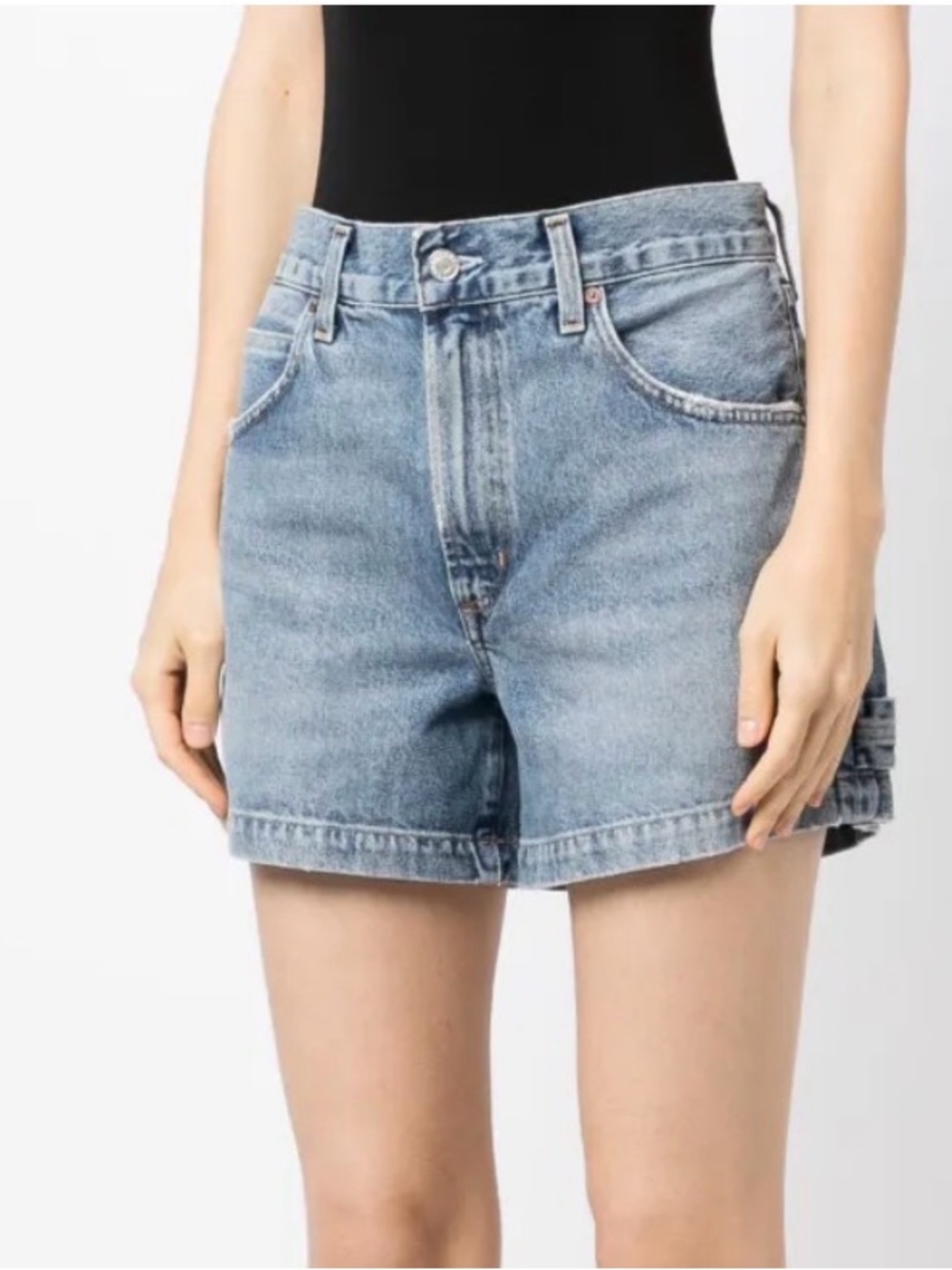 Agolde Light Blue High-Rise Denim Shorts